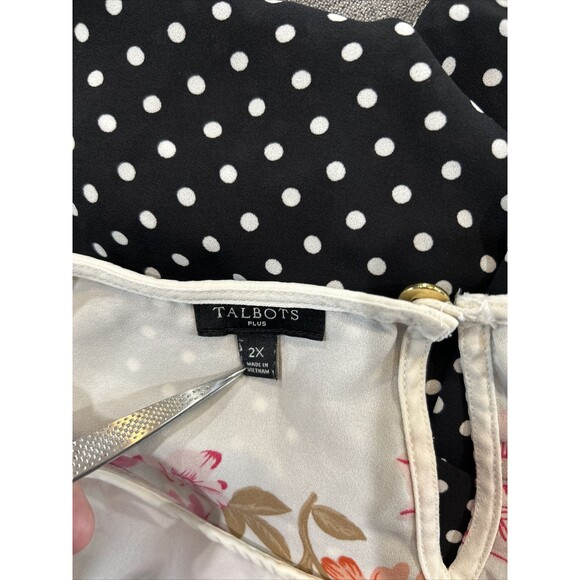 Talbots Floral & Polka Dot Chiffon Career Wear Blouse Tunic Top Plus Size 2X - Picture 10 of 11